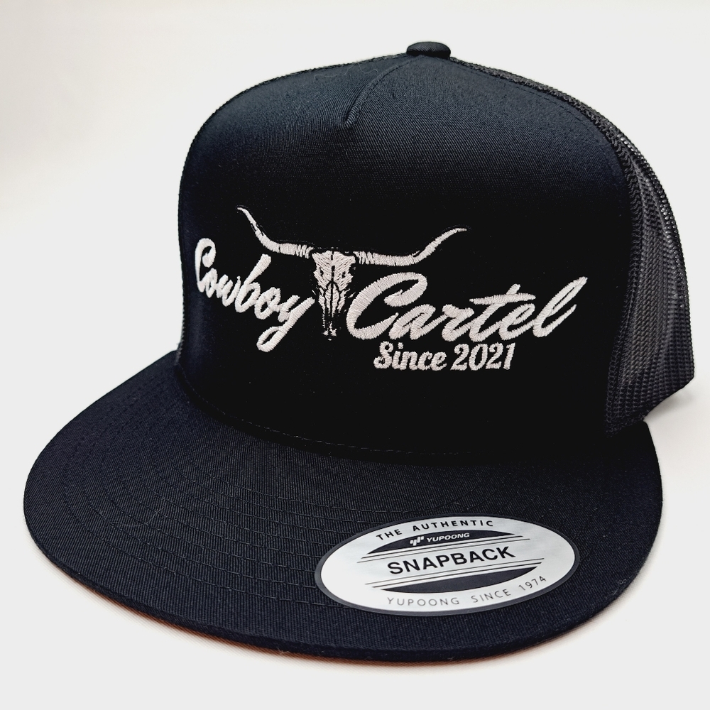 Cowboy Cartel Embroidered Flat bill Trucker Mesh Snapback Cap